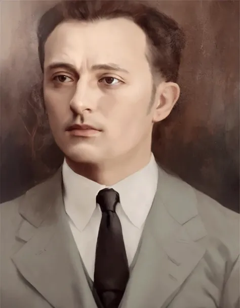 arafed portrait of a man in a suit and tie, a colorized photo, colorized photo