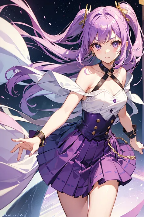 Cute girl with beautiful purple hair wearing a flowing Zario skirt.