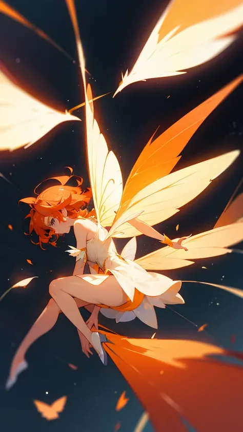 Fairy with orange hair, magical, pretty, wings