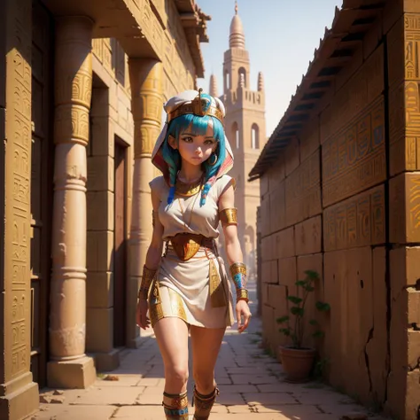 Cute ancient Egyptian princess、Colorful temples of ancient Egypt、The colorful streets of ancient Egypt