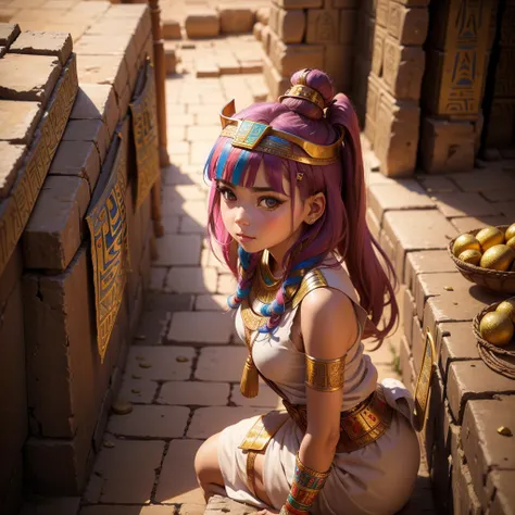 Cute ancient Egyptian princess、Colorful temples of ancient Egypt、The colorful streets of ancient Egypt