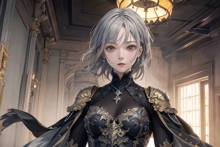 masterpiece, Highest quality, Official Art, Very detailed CG ユニティ 8k 壁紙, Very detailed, figure,Gray Hair, 