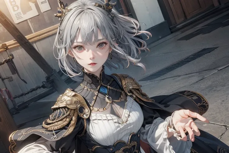 masterpiece, Highest quality, Official Art, Very detailed CG ユニティ 8k 壁紙, Very detailed, figure,Gray Hair, 