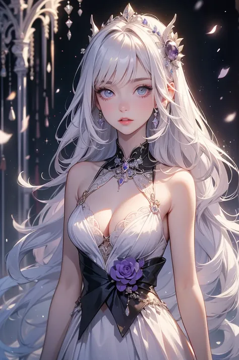 Lady Seraphina Everglade is the esteemed daughter of the daughter, known throughout the realm for her unparalleled elegance and beauty. Her long, silky snow-white hair cascades like a waterfall, framing her delicate face, where her enchanting amethyst doe ...