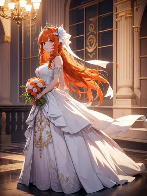 nilou from genshin impact game, 1girl, wearing a wedding dress, as a bride, white colour wedding frock, at a wedding ceremony , ...