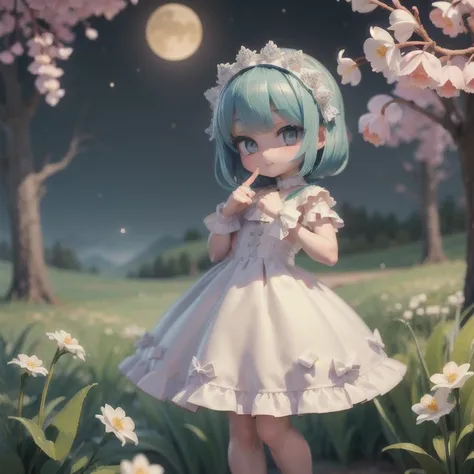 (masterpiece:1.2, ultra detailed,1.5, unity 8k wallpaper, detailed finger:1.2), lily of the valley:1.5, girl, adorable, dress, n...