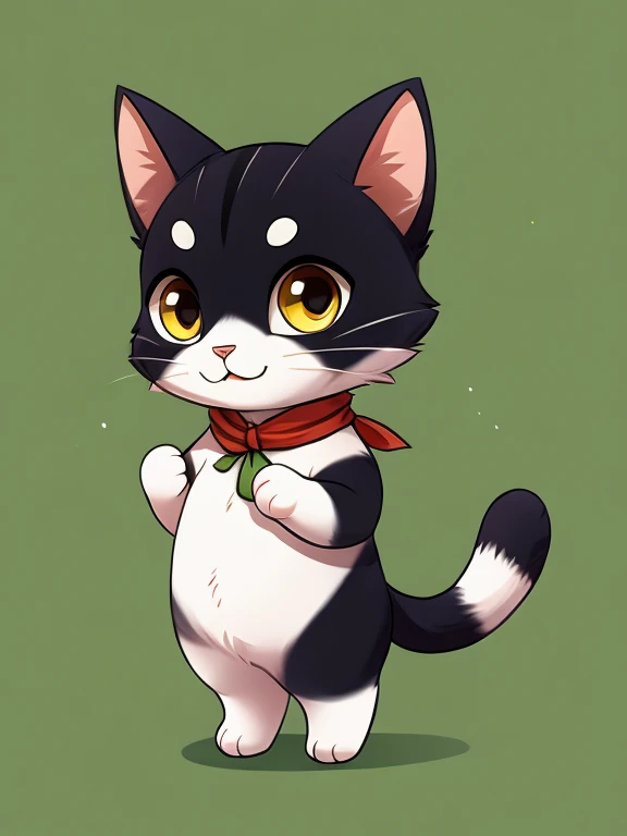 a cat,chibi,green background,