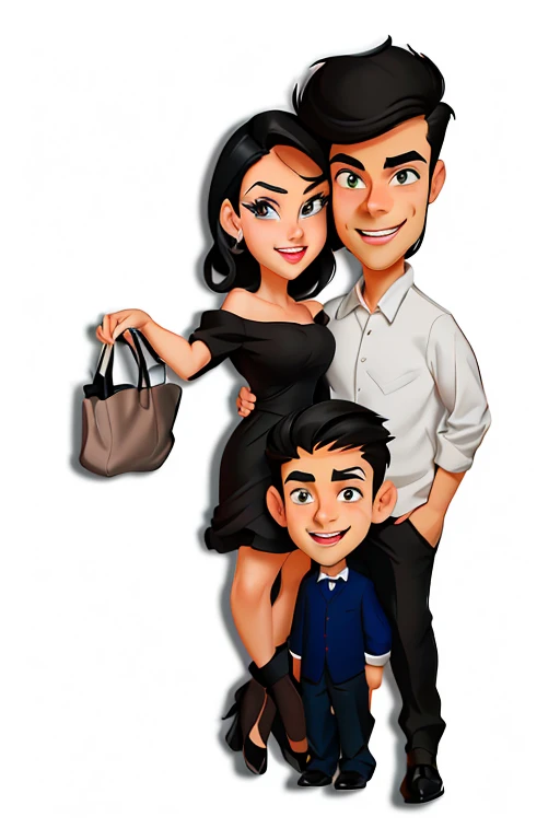 cartoon of a man and woman with a  standing next to each other, husband wife and son, in cartoon style, cartoon artstyle, cartoo...