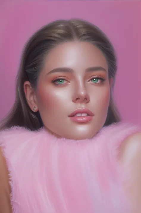 there is a Youngh girl with a pink dress on posing for a picture, Digital oil painting with airbrush, Youngh , realistic studio portrait, very realistic painting effect, Youngh girl, side centered painted portrait, realistic digital painting, photorealisti...