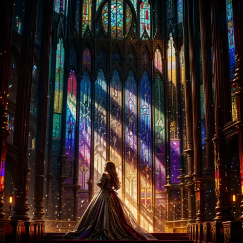 Red carpet (Cathedral from below:1.28) VolumetricLighting (FullBody ZoomedOut:1.28 Wide-shot) ZoomLayer (BokeH:1.32), TopQuality 8K masterpiece of ((Professional photo)), (((Clarisse de Cagliostro))) (Detailed Delicate White Dresses), Chain, Extremely deta...