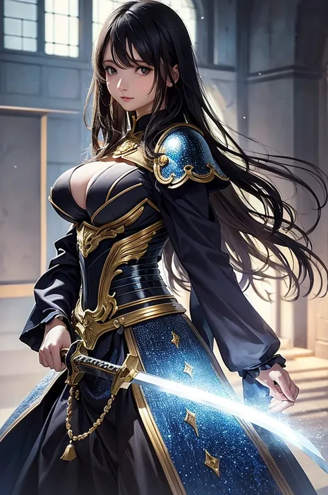 Very detailed, beautiful, Master Parts, Highest quality, beautifulディテールの丸い目, Beautifully detailed face, Medium Long Hair, Woman in silver and blue dress, Seiwei PanM Art Station, by ヤン・J, Detailed fantasy art, Amazing character art, Fan Art Best Art Statio...