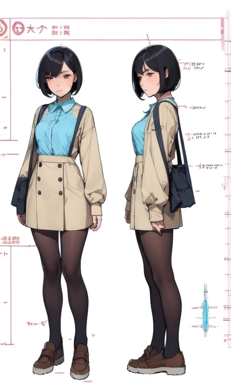 (character design sheet:1.4), (technical diagram:1.4),
(masterpiece), (best quality),
1girl, (perfect face:1.2), (beautiful face:1.2), black hair, short hair,
, school bag,
happy, high resolution, intricate,