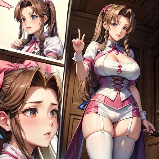 A woman inserting her huge penis into another woman　Aerith Gainsborough