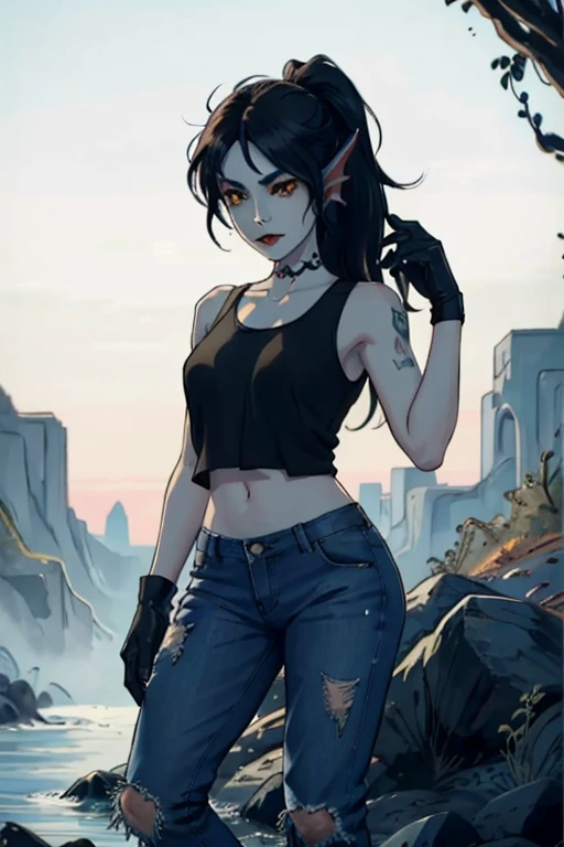 create a realistic and detailed full-length portrait of lyne, a captivating character blending the essence of marceline from adv...