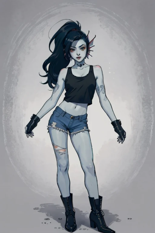 create a realistic and detailed full-length portrait of lyne, a captivating character blending the essence of marceline from adv...