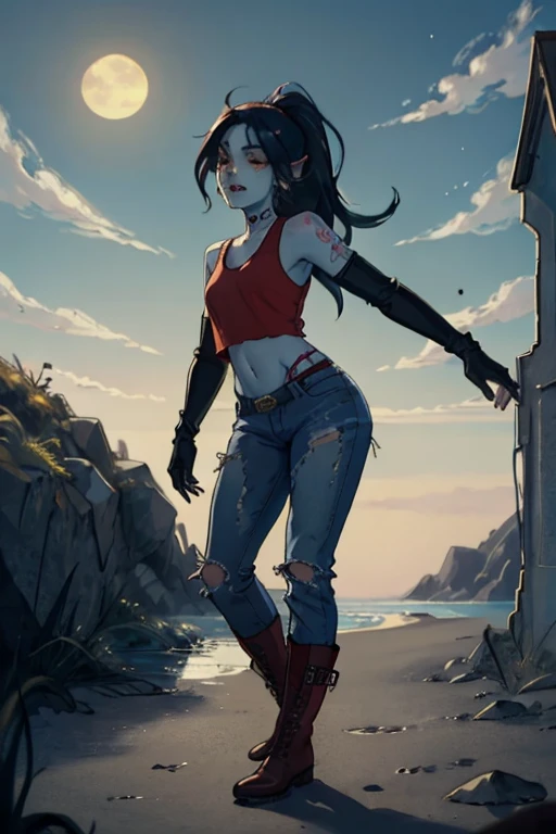 create a realistic and detailed full-length portrait of lyne, a captivating character blending the essence of marceline from adv...