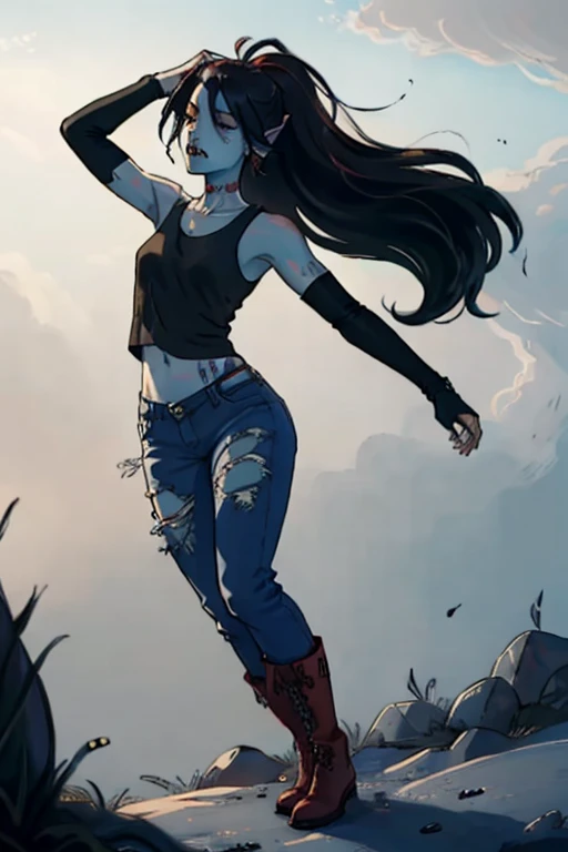 create a realistic and detailed full-length portrait of lyne, a captivating character blending the essence of marceline from adv...