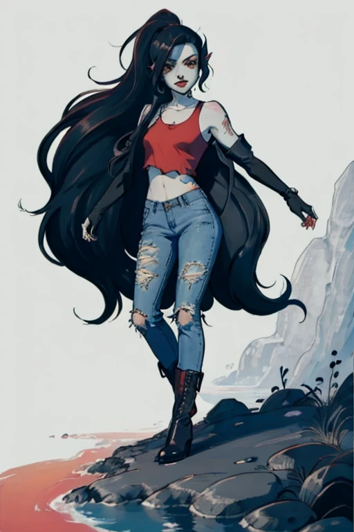 create a realistic and detailed full-length portrait of lyne, a captivating character blending the essence of marceline from adv...