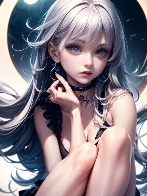 Depth of bounds written, detailed eye, ((CG illustration)), ((face focus)), ((masterpiece)), ((8K)), ((super detailed)), ((Super high quality)), ((cinematic)), ((Photoreal)), ((close up shot)), (solo), (cool girl), very long hair, straight hair, (((thin bo...