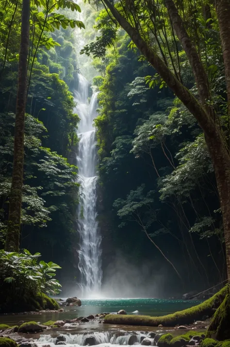 mother nature , forest, jungle, amazon, gorgeous trees, natural beauty , waterfalls,  mountains barely visible on horizon, (professionally color graded), ((bright soft diffused light)), 4k, natural --uplight --test