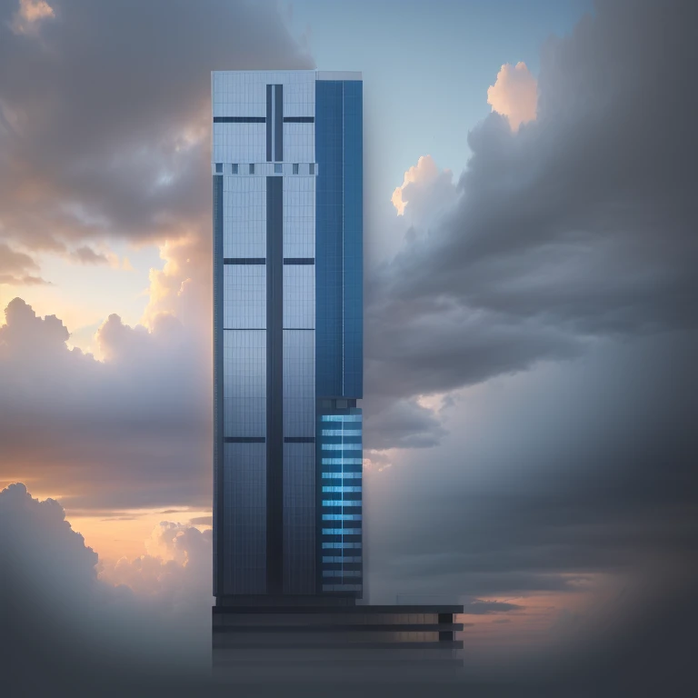 a drawing of a tall building with a blue line on the side, elevation view, tall skyscraper, 2d side view, tall building, inspired by David Chipperfield, the building is a skyscraper, mid-view, cascading highrise, perspective view, vertical architecture, sk...