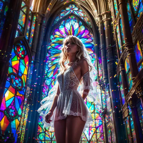  (Cathedral from below:1.28) (ZoomLayer) TopQuality 8K masterpiece of ((Professional photo)), (((Clarisse de Cagliostro))) (Detailed White WeddingDresses), Chain, (((Extremely detailed KAWAII face))) {((VeiledFace))|BlondeHair|(Elaborate BuleEyes)with(Spar...