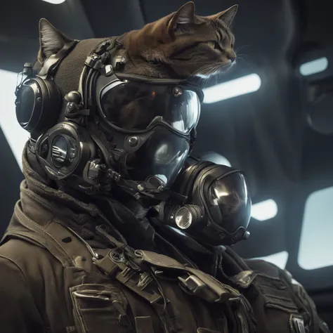 1 anthropomorphic cat, 1 cat pilot, extremely detailed pilot suit, highly detailed cockpit, military jet, aviator sunglasses, flight helmet, (best quality,4k,8k,highres,masterpiece:1.2),ultra-detailed,(realistic,photorealistic,photo-realistic:1.37),cinemat...