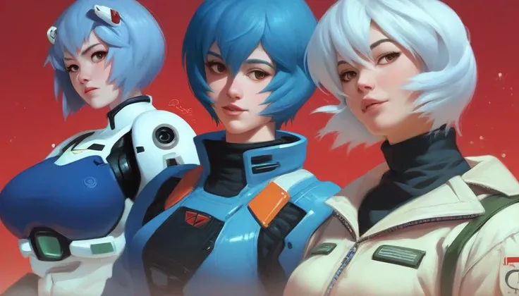 A closeup of a person with blue hair and a white jacket, portrait anime girl space cadet, Rei Ayanami, ayanami, in a space cadet suit, inspired by Leng Mei, blue uniform, blue short hair woman, crew member of a futuristic spaceship, rogue anime girl ayanam...