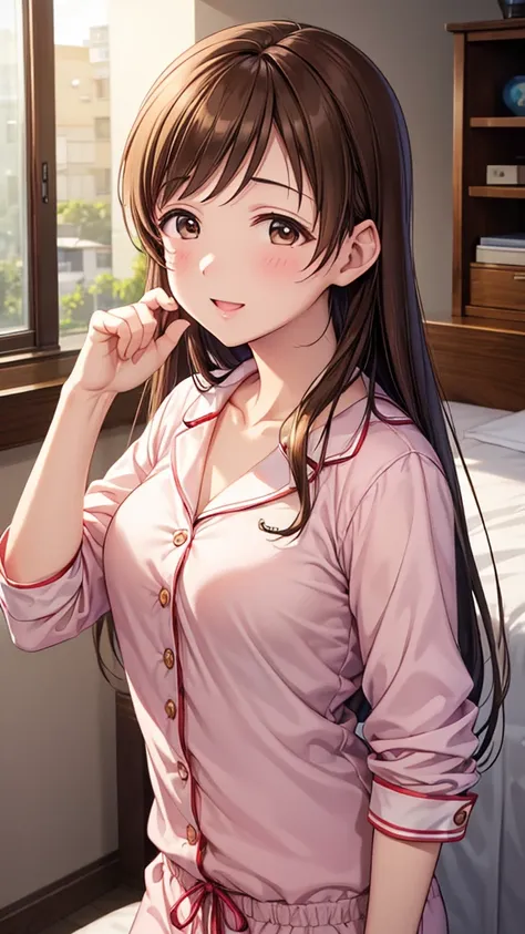 highest quality、high resolution、high definition、hd、sports gym、(nitta minami、long hair、medium chest、brown hair、brown eyes、glossy ...