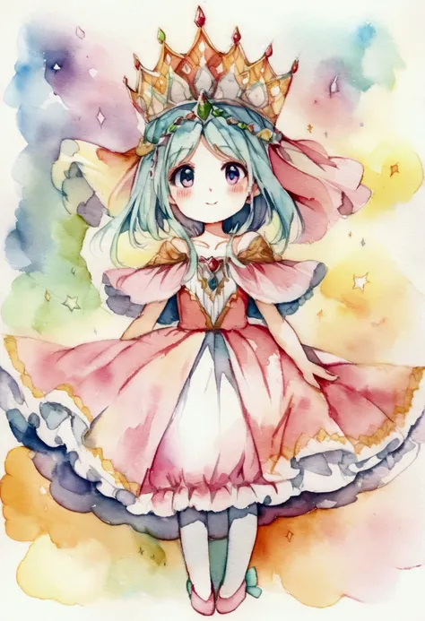 Princess in a gorgeous dress　Coronation　Fantasy　Picture books　watercolor