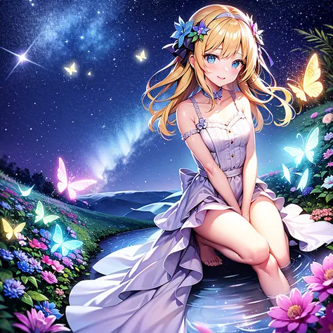 （Glowing flower garden) starry sky aurora Fantastic (Glowing butterfly) （sit）