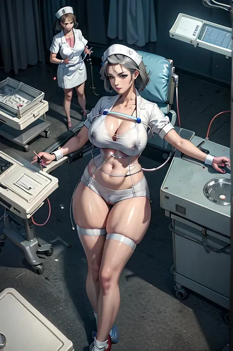 nurse uniform,hospital, latex nurse suit,nurses,busty,elbow gloves,labcoat,grey hair woman,red eyes , gigantic ,medical instruments,asian nurse,two nurses,speculum,examination room,oversize ,big ass ,strap on, lay on table ,legs spreaded,giving birth,gyno ...