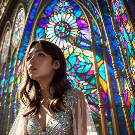  (Cathedral from below:1.28) (ZoomLayer) TopQuality 8K masterpiece of ((Professional photo)), (((Clarisse de Cagliostro))) (Detailed White WeddingDresses), Chain, (((Extremely detailed KAWAII face))) {((VeiledFace))|BlondeHair|(Elaborate BuleEyes)with(Spar...