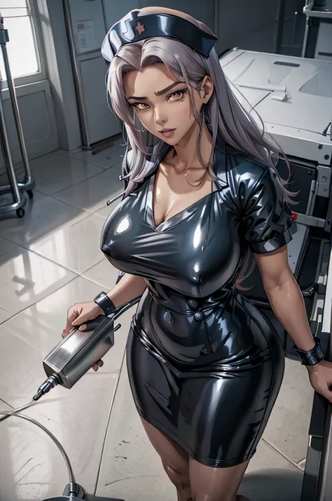 nurse uniform,hospital, latex nurse suit,nurses,busty,elbow gloves,labcoat,grey hair woman,red eyes , gigantic ,medical instruments,asian nurse,two nurses,speculum,examination room,oversize ,big ass ,strap on, lay on table ,legs spreaded,giving birth,gyno ...