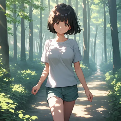 score_9,score_8_up,score_7_up,masterpiece,best quality, source anime, realistic, super detailed, extreme detailed, rating_safe,
1girl, walking, looking up, cowboy shot,
BREAK girl, 22yo, short hair, bob cut, (blunt bangs), black hair, (tareme, detailed cut...