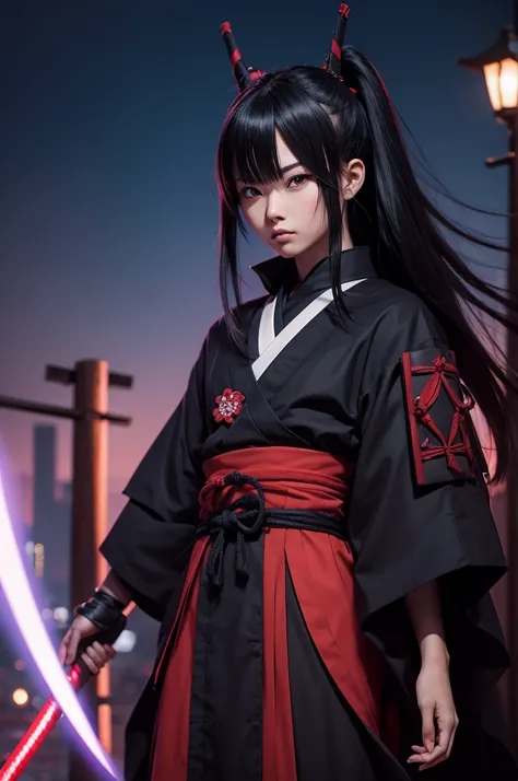 Anime character dark samurai night 