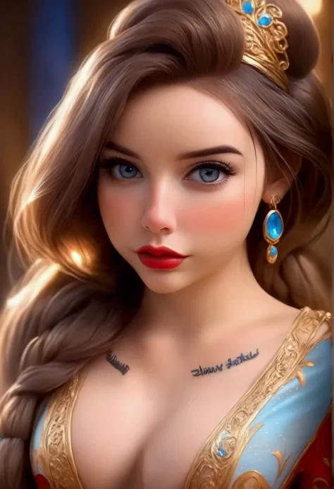 a cute woman, young woman, 25 years old, disney character themed outfit, sexy outfit, glamorous poses, fashion show, on the runway, in the spotlight, full body shot, detailed facial features, beautiful eyes, long eyelashes, detailed lips, high quality, 8k,...