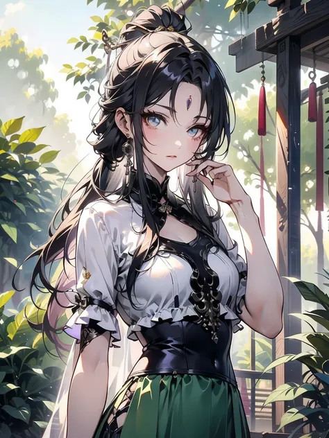 {{{masterpiece}}}, {{{best quality}}}, {{Extremely detailed}}, {light}, {illustration}, {Beautiful and delicate eyes}, {1 Girl}, Extremely detailed, 1 Girl, Solitary,, Black hair tied into a long ponytail, Wear a graceful figure, For the audience, outdoor,...