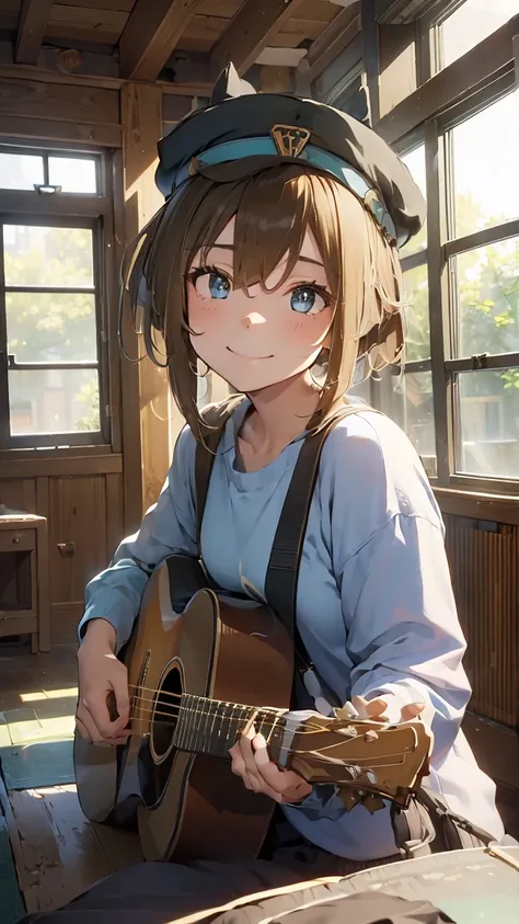 masterpiece, highest quality, high resolution, very detailed,(((schwarzgran))), (((i have a guitar。)))、(((indoor)))、(((smile)))、...