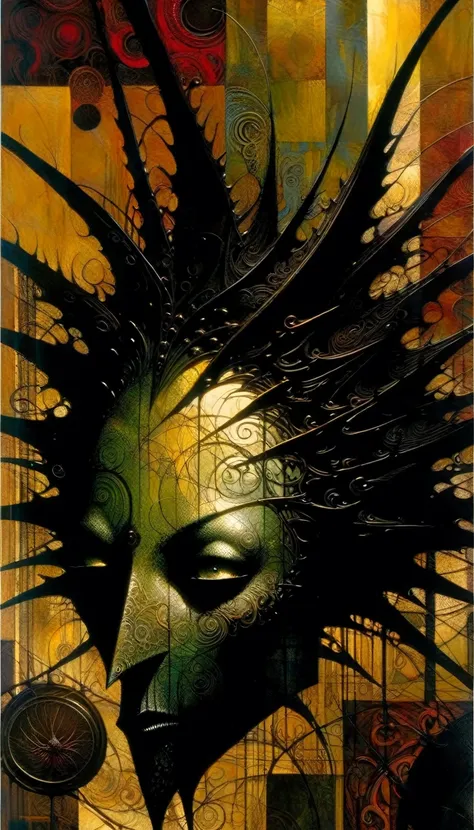 dark arts (art inspired by Dave McKean, intricate details, oil )
