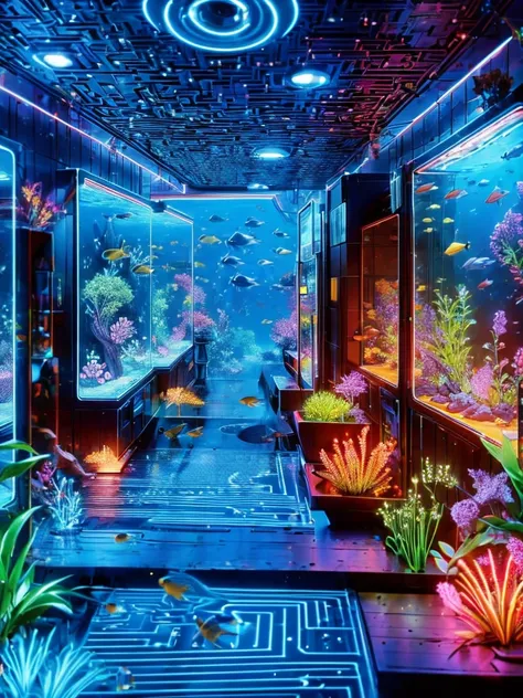 Masterpiece,Best image,aquarium,(((unmanned))),Large aquarium,aisle,