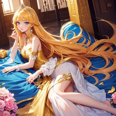 Princess, beauty, beautiful, elegant, sweet, kingdom, rich, pretty girl, colourful, magical, mystery, lovely, golden eye princess, golden hair, castle