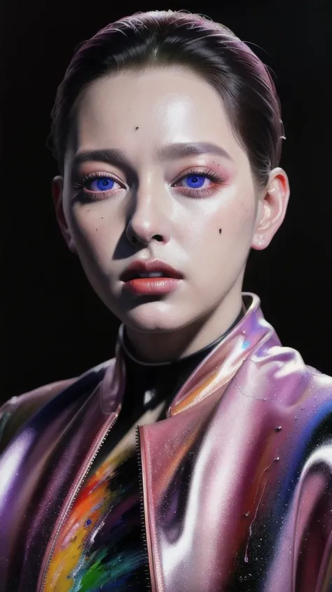 Android Beauty, Powerful paintings inspired by Francis Bacon, Ultra-realistic surrealism, Hyperrealism, fear, art, hyper real painting, Realistic illustration painting, カラフルなHyperrealism, Hyper-realistic digital art, Best quality.