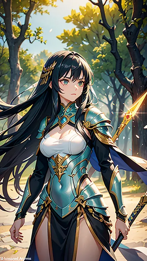 
A young warrior, 16 years old, with long, flowing black hair and striking dark green eyes. She has a strong yet graceful build, reflecting her intense training. Her face is sculpted with delicate features, a defined jawline, and slightly rounded cheekbone...