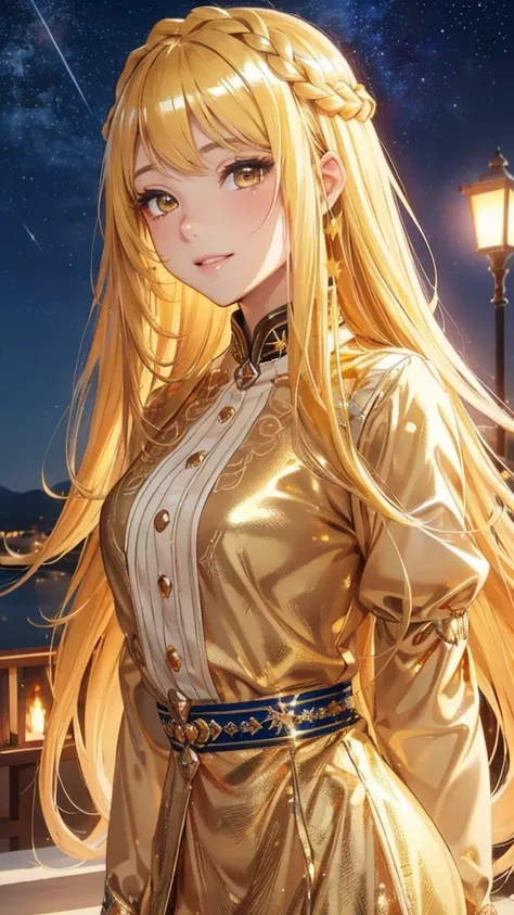 Browsing Caution,masterpiece、Highest quality、High resolution、High-quality images、8k, 1 female、Skin Radiance、Skin Texture、Expression of fine eyes、(Shiny bright golden hair:1.8),Girl with long braided hair, realism, detailed manga style, Manga art style, Per...