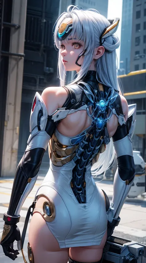 top-quality、​masterpiece、超A high resolution、(Photorealsitic:1.4)、女の子1人、Light blue hair、Straight hair, shiny and clean hair、White shiny skin、Sexy Cyberpunk Girl、((super realistic details))、Shadow、octan render、ultrasharp、hyperdetailed face、Fiberglass、Luminou...