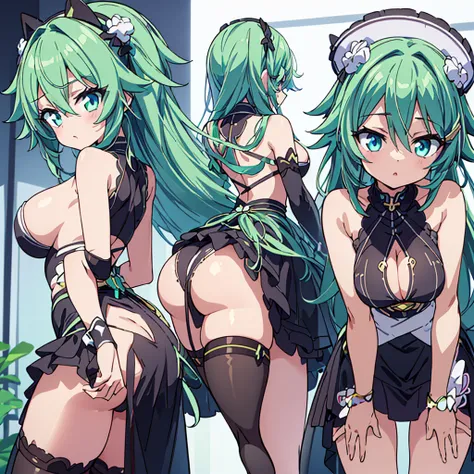 sinon, miniskirt, panties, (back shot, from behind), on All fours, closeup ass, (enormous breasts, cleavage, cute hips, thin waist), (perfect anatomy, detailed beautiful soft skin:1.2, detailed face, detailed eyes, detailed hair, detailed perfect hands), (...