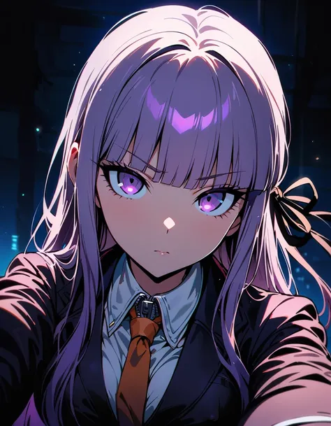 (Kirigiri Kyoko), portrait, covered nipples , (danganronpa), (masterpiece, best quality, ultra detailed), (looking at viewer), (pov, ), (cinematic lighting), blazer, stylish pose, sexy breasts, covered nipples, 