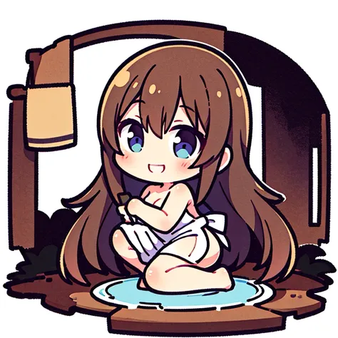 (masterpiece:1.2),Highest quality,Pixiv ,One girl,alone,View your viewers,smile,White background only,whole body,From the side,One knee,,Look to the side、white background only,Naked with a baggy bath towel,No background