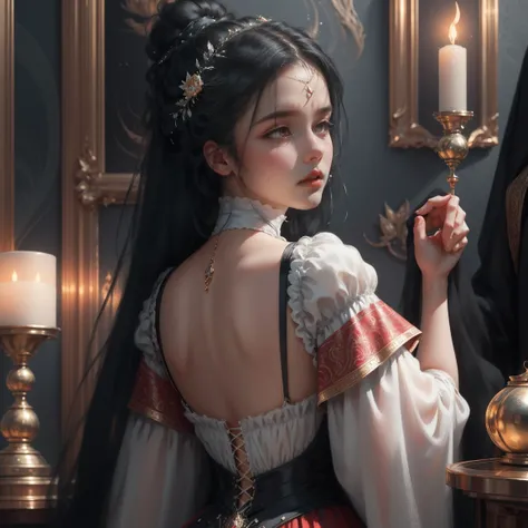 { - anatomy error}(Masterpiece - Ultra-detailed, very high resolution) Prepare to be enchanted by a true masterpiece that combines ultra-detailed art with high-resolution rendering. This work depicts a mesmerizing woman with long black hair (1.3) and capti...